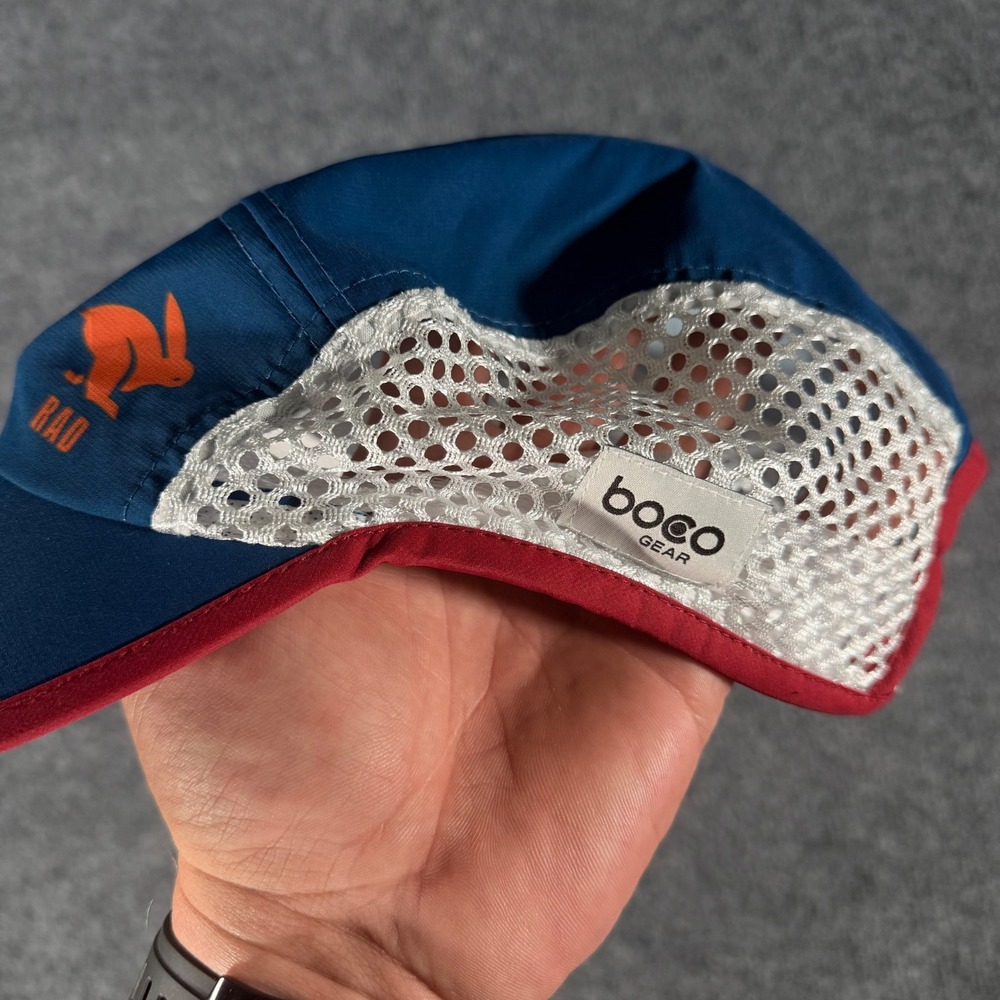 Boco Gear Rabbit RAD Running Hat Mesh Technical Performance Cap OSFM Blue Orange - Picture 2 of 7